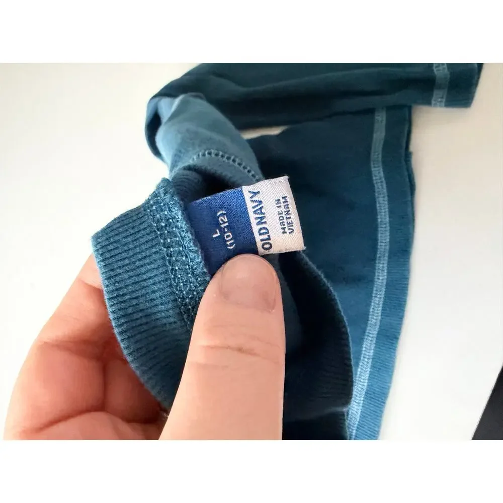 Old Navy Blue Ribbed Fitted Long-Sleeve 